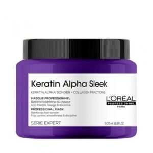 L'Oreal Professionnel Keratin Alpha Sleek Hair Mask - Професійна маска для гладкості та контролю пухнасті волосся, 500 мл L'Oreal Professionnel Keratin Alpha Sleek Hair Mask - Професійна маска для гладкості та контролю пухнасті волосся, 500 мл