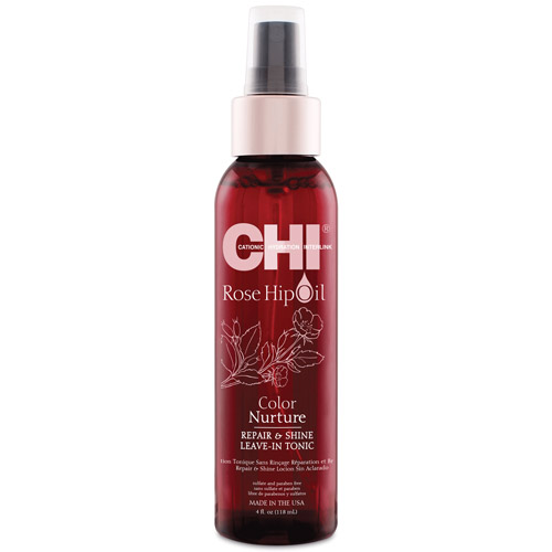 CHI Rose Hip Oil Repair & Shine Leave-In Tonic - Несмываемый спрей с маслом розы и кератином 118 мл.