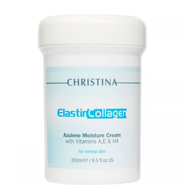 CHRISTINA Cream ElastinCollagen Azulene Moisture with Vit. A,E & HA - Увлажняющий крем с витаминами A, E и гиалуроновой кислотой для нормальной кожи 250мл