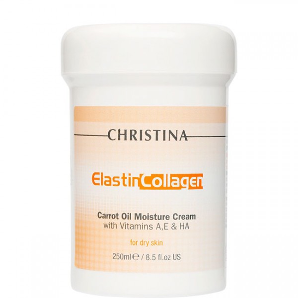 CHRISTINA Cream ElastinCollagen Carrot Oil Moisture with Vit. A, E & HA - Увлажняющий крем с витаминами A, E и гиалуроновой кислотой для сухой кожи 250мл