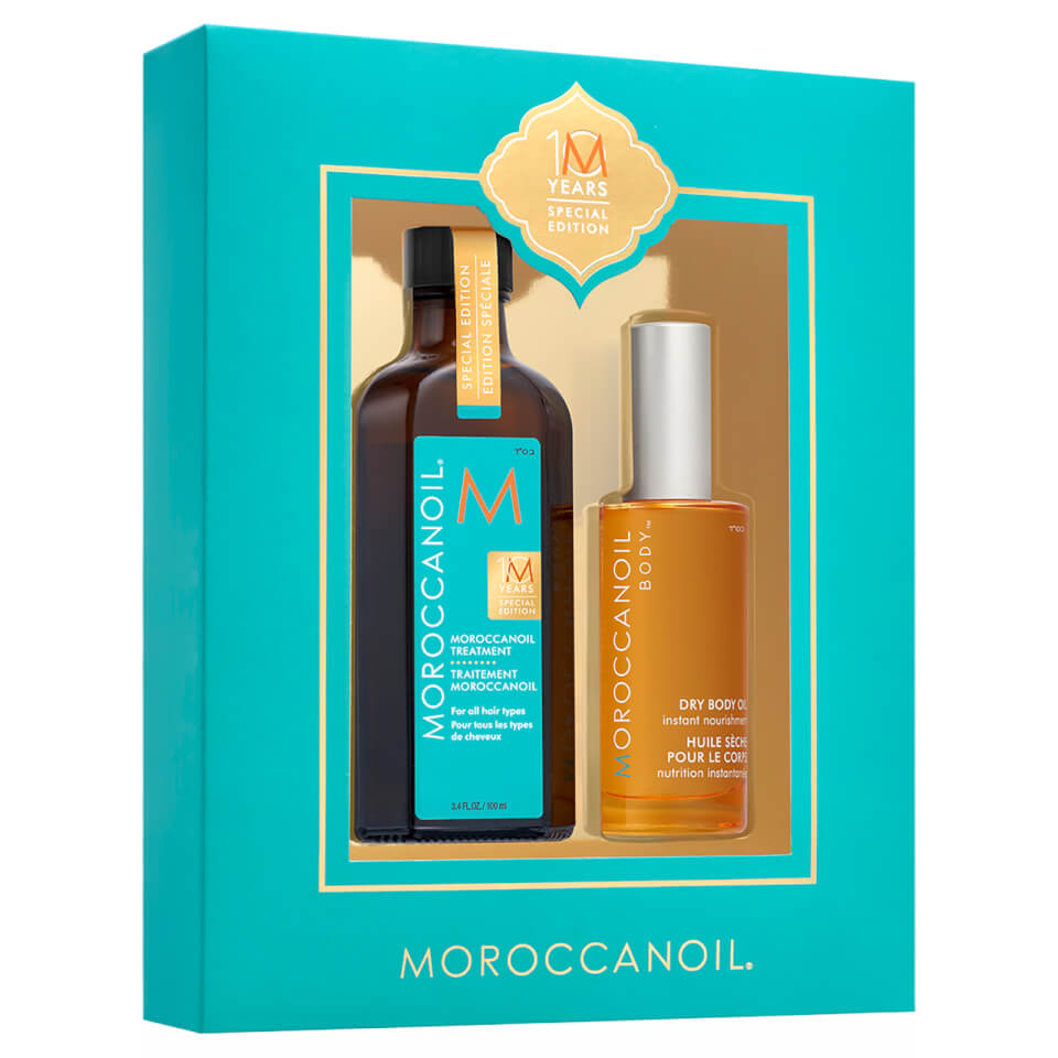 MOROCCANOIL 10th Anniversary Set - Подарочный набор (Масло восстанавливающее для всех типов волос + Сухое масло для тела) 100 + 50мл