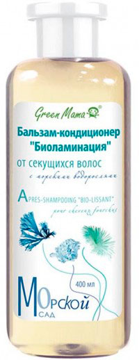 Green Мama APRES-SHAMPOOING BIO-LISSANT - МОРСКОЙ САД Бальзам-кондиционер "Биоламинация" от жирных корней и сухих кончиков с морскими водорослями 400мл