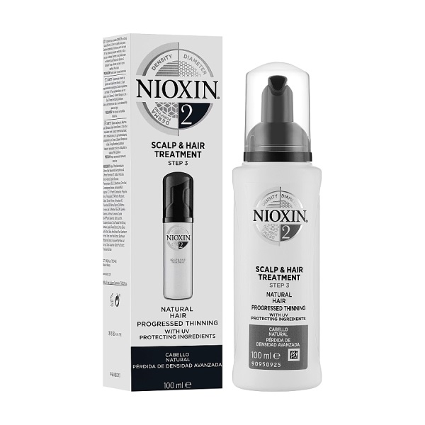 Nioxin Scalp and Hair Leave-In Treatment System 2 - Поживна маска для натурального волосся з прогресуючим стоншенням, 100 мл