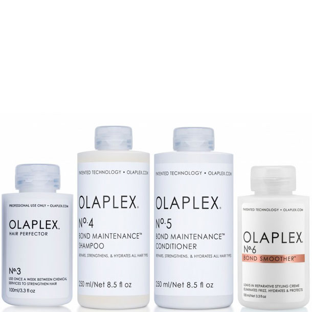 OLAPLEX No.3 + No.4 + No.5 + No.6 Serien Set - Набір "Система захисту волосся" еліксир + шампунь + кондиціонер + крем 100 + 250 + 250 + 100мл