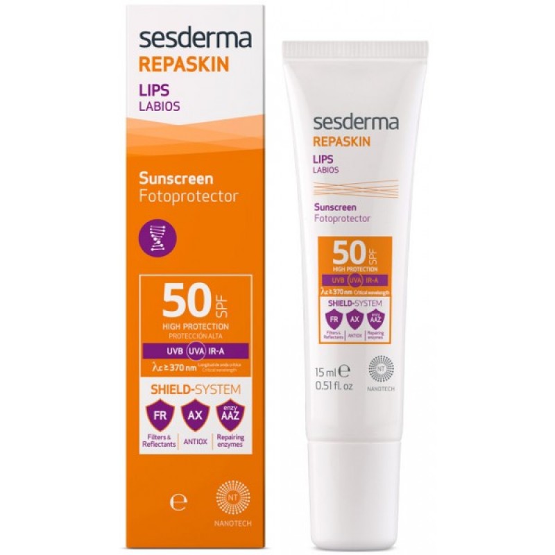 Sesderma REPASKIN Lips SPF50 - Средство для губ солнцезащитное СЗФ50, 15мл