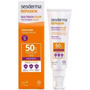 Sesderma REPASKIN SILK TOUCH COLOR Facial Sunscreen SPF50 - Солнцезащитное средство с тонирующим эффуктом для лица СЗФ50, 50мл