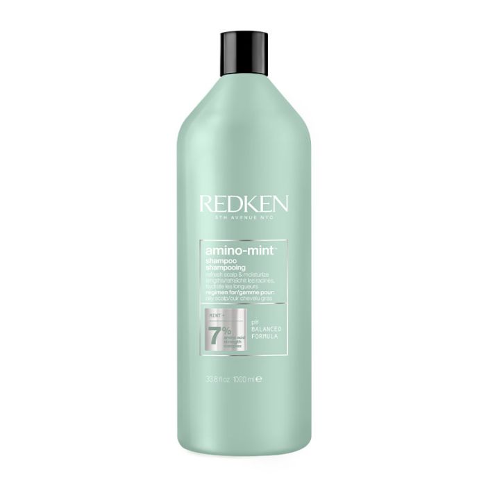 Redken Amino Mint Shampoo - Освіжаючий шампунь для контролю жирності шкіри голови та зволоження волосся за довжиною, 1000 мл