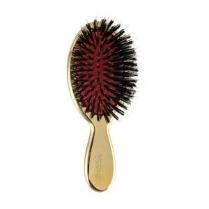 Janeke Gold Hairbrush Mini – Маленька гребінець для волосся з натуральною щетиною, золото