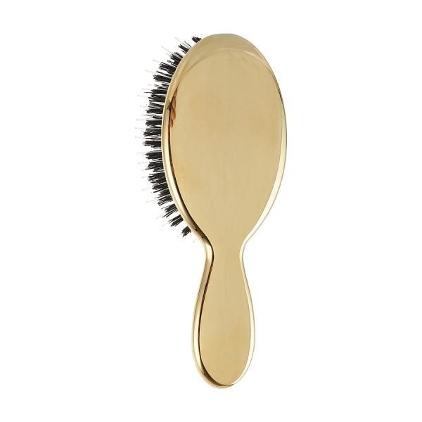 Janeke Gold Hairbrush Mini – Маленькая расческа для волос с натуральной щетиной, золото
