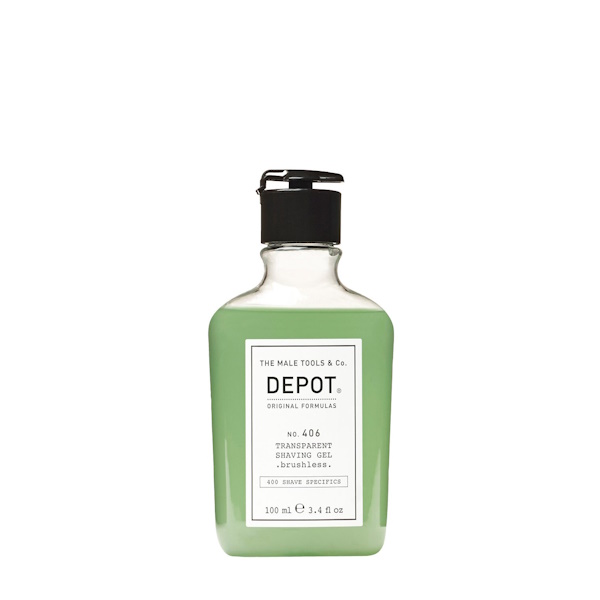 DEPOT No. 406 Transparent Shaving Gel Brushless – Прозорий гель для гоління, 100 мл