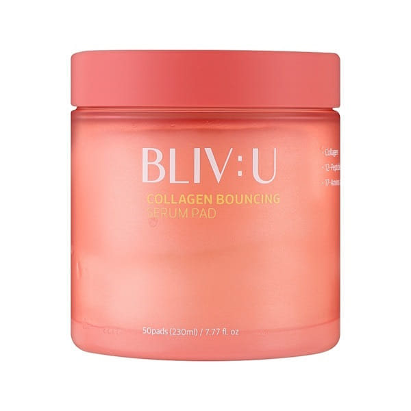 BLIV:U Collagen Bouncing Serum Pad – Увлажняющие пады для лица с коллагеном, 50 шт