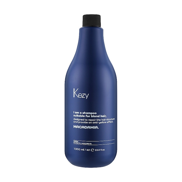 Kezy Macadamia Anti-Yellow Shampoo – Шампунь против желтизны для светлых волос, 1000 мл