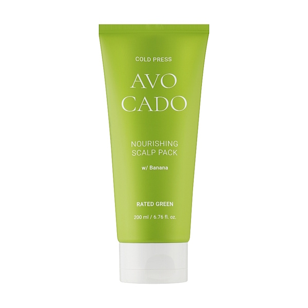 Rated Green Avocado Nourishing Scalp Pack W/ Banana – Питательная маска для кожи головы с маслом авокадо и экстрактом банана, 200 мл