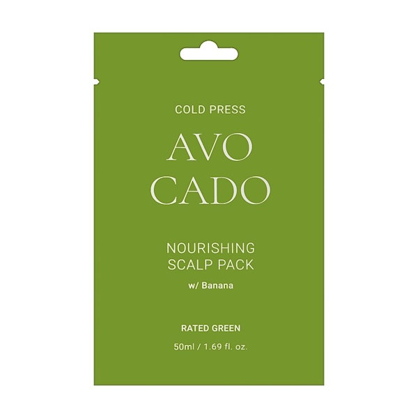 Rated Green Avocado Nourishing Scalp Pack W/ Banana – Питательная маска для кожи головы с маслом авокадо и экстрактом банана, 50 мл