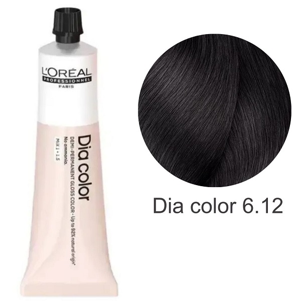 L’Oreal Professionnel Dia color – Крем-фарба для волосся 6.12 Темний Попелясто-Русий, Переливчастий, 60 мл