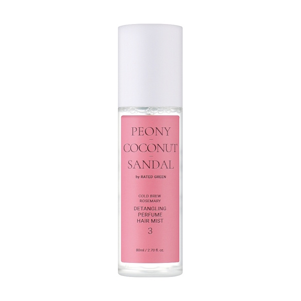 Rated Green Detangling Perfume Hair Mist Peony-Coconut-Sandal – Парфумований міст для волосся №3 з ароматом півонії, кокосу та сандалу, 80 мл