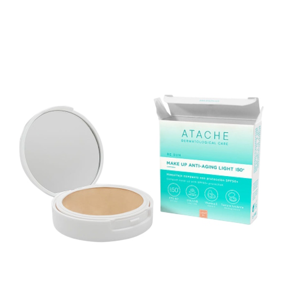 Atache Be Sun Make Up Anti-Aging Light SPF 50+ - Антивозрастной солнцезащитный кушон (тон Light), 12 гр