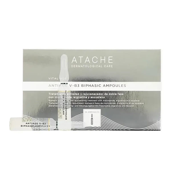 Atache Vital Age Antiage V-B3 Biphasic Ampoules - Антивозрастные ампулы для лица с ботокс-эффектом, 10х2 мл