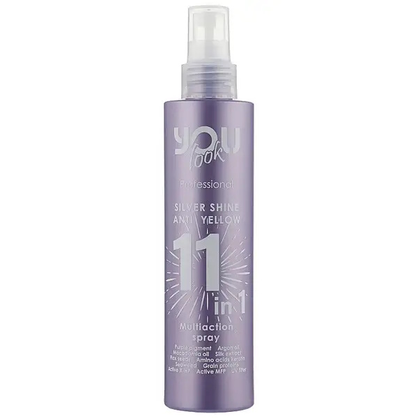 You Look Professional Multiaction Spray 11 in 1 Silver Shine Anti-Yellow – Мультиспрей миттєвої дії для блондинок 11 в 1, 200 мл