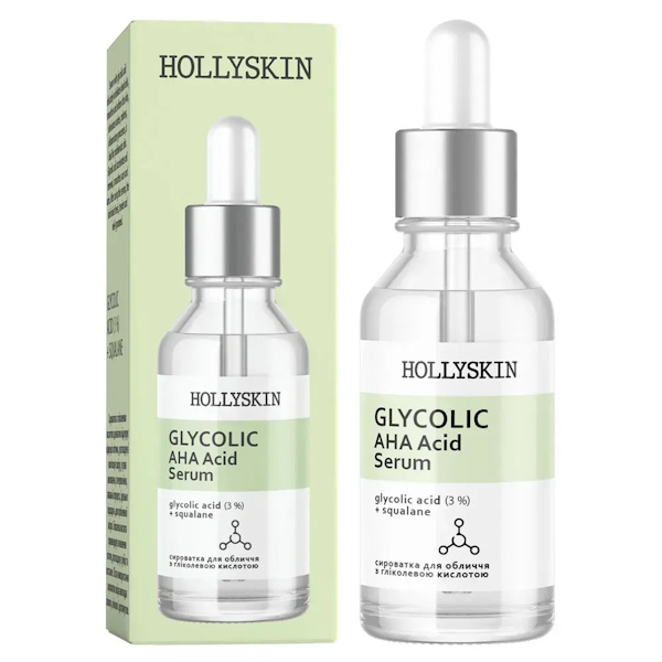 HOLLYSKIN Glycolic AHA Acid Serum – Сироватка для обличчя, 30 мл