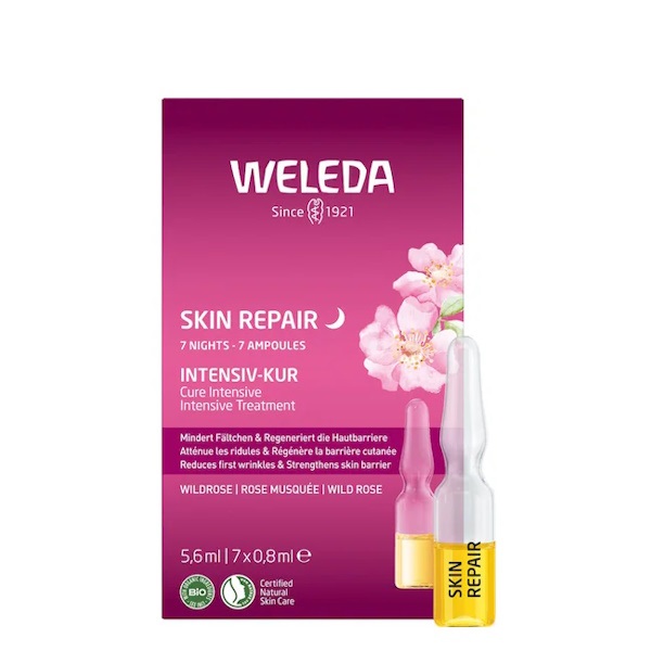 Weleda Skin Repair Cure Intensive Treatment – ​​Набір ампул-концентратів для нічного догляду з дикою трояндою, 7x0,8 мл