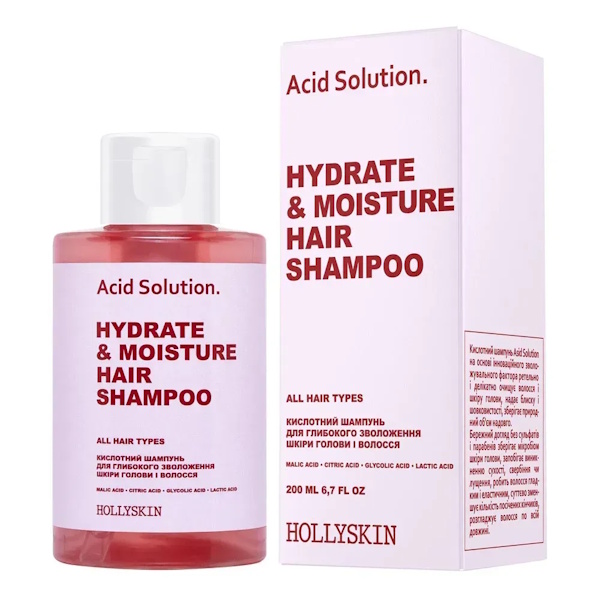HOLLYSKIN Acid Solution – Кислотный шампунь для глубокого увлажнения кожи головы и волос, 200 мл