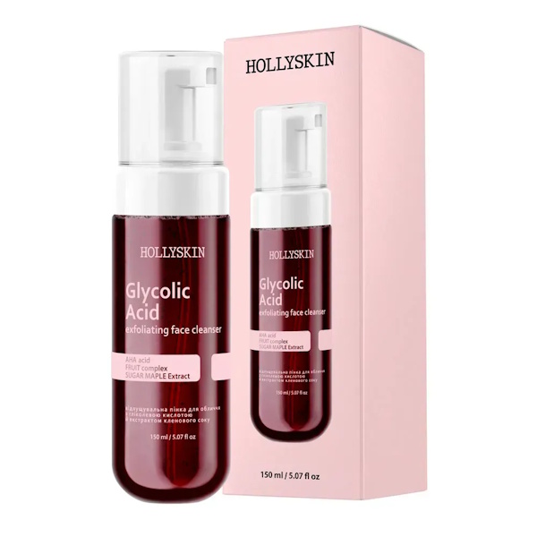 HOLLYSKIN Glycolic Acid – Відлущувальна пінка для обличчя, 150 мл