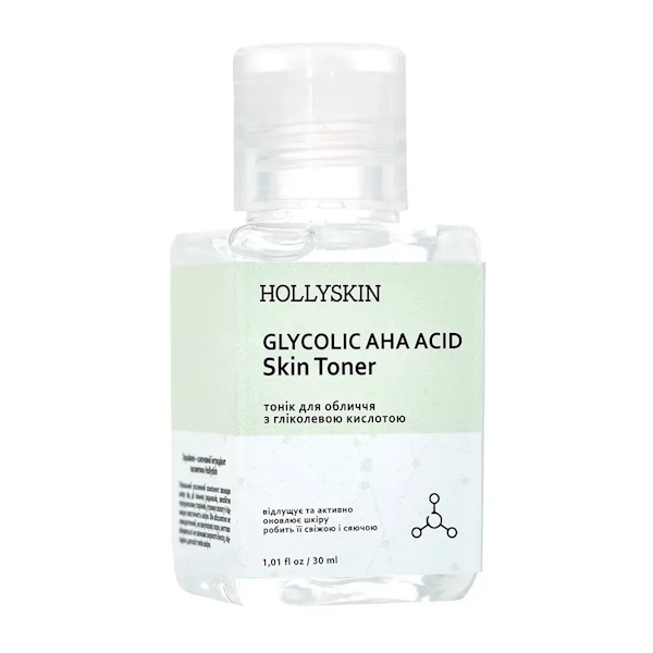 HOLLYSKIN Glycolic AHA Acid Skin Toner – Тоник для лица с гликолевой кислотой, 30 мл