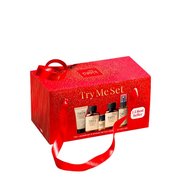Nashi Argan Christmas Candy Dust Fragrance Try Me Set – Подарунковий тревел-набір для всіх типів волосся з ароматом різдвяних цукерок, 2x50 + 40 + 20 + 10 мл