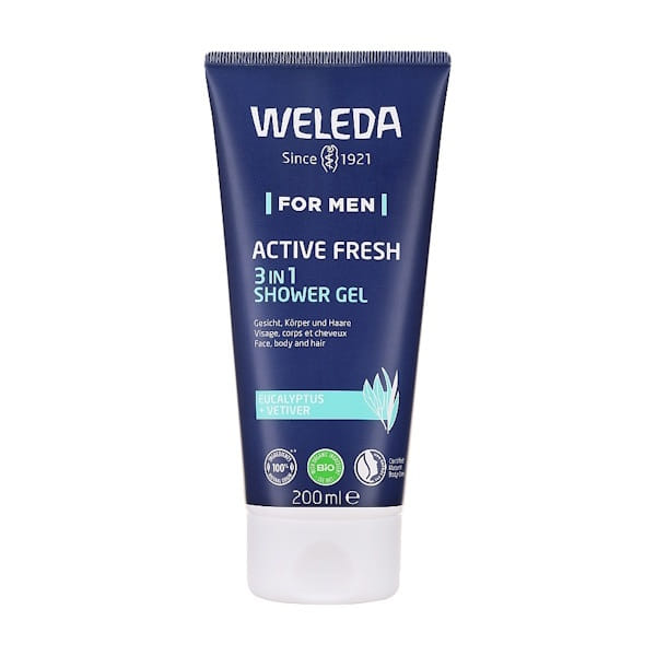 Weleda Men's Active Fresh 3 in 1 Shower Gel – Мужской гель для душа "Активная свежесть", 200 мл