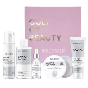 HOLLYSKIN Black Caviar Vitalize Care Maxi Set – Набір для догляду за обличчям, 150+250+30+100 мл + 100 шт