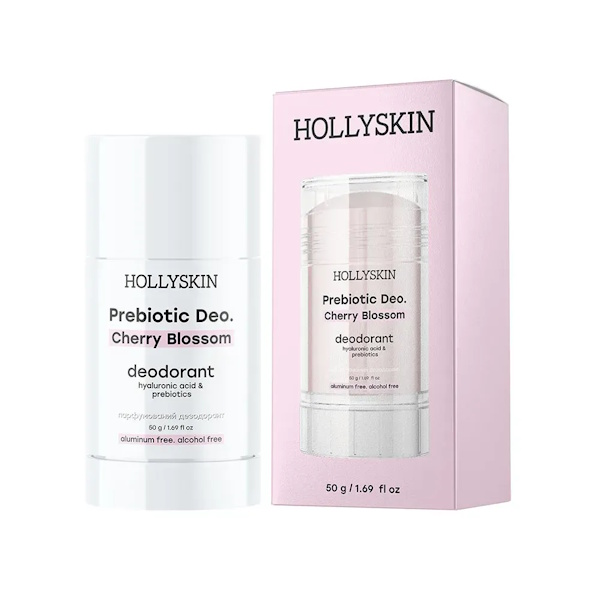 HOLLYSKIN Prebiotic Deo. Cherry Blossom – Парфюмированный дезодорант с гиалуроновой кислотой и пребиотиками, 50 гр
