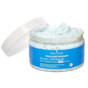 HOLLYSKIN Thalassotherapy – Охлаждающий антицеллюлитный скраб для тела с морской солью и эфирным маслом перечной мяты, 250 мл