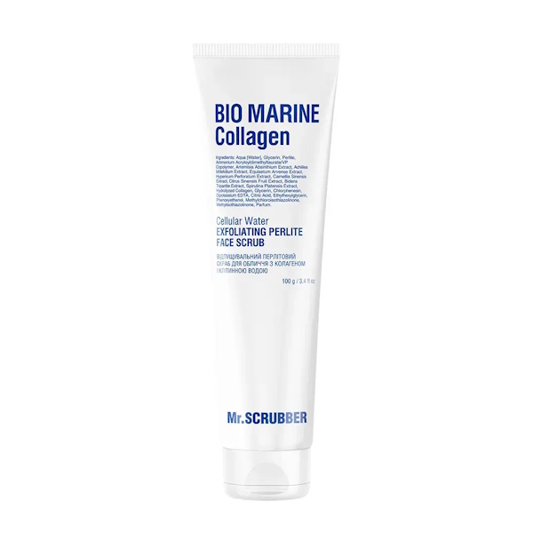 Mr.SCRUBBER Bio Marine Collagen – Відлущуючий перлітовий скраб для обличчя,100 гр