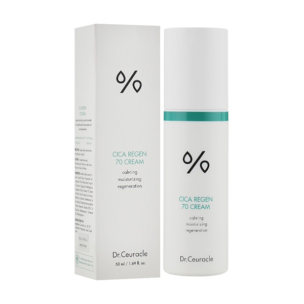 Dr.Ceuracle Cica Regen 70 Cream – Успокаивающий крем для лица с центеллой азиатской, 50 мл